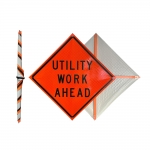 Roll Up Sign & Stand - 48 Inch Utility Work Ahead Roll Up Reflective Traffic Sign